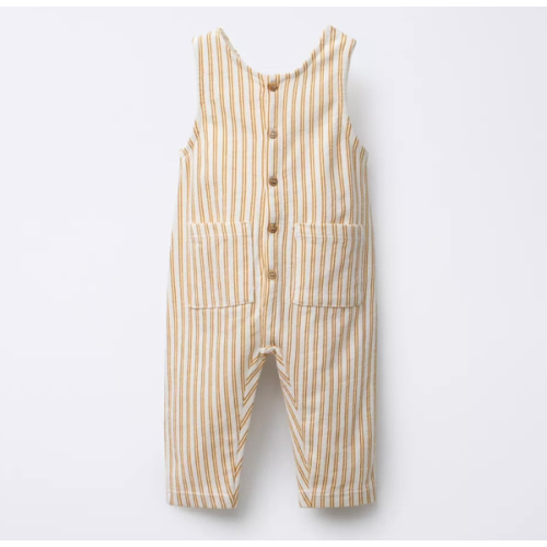 STRIPED OVERALLS WITH LABEL - Light ecru | ZARA United States