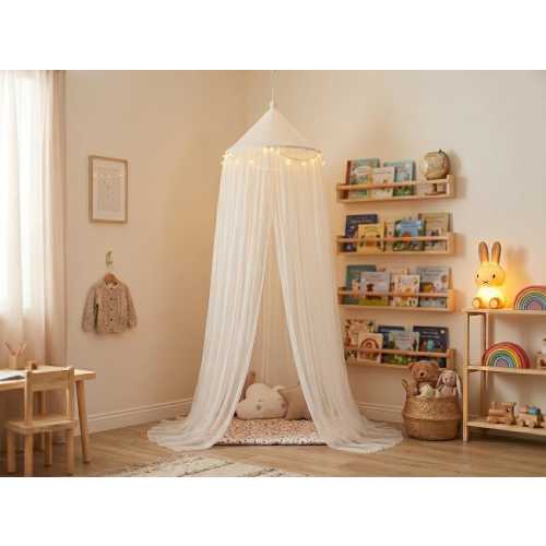 Baby Bed Canopy for Nursery, Soft Sheer Crib Canopy, White Mesh Hanging Bed Curtain, Baby Room Decor, Cozy Nursery Canopy for Girls or Boys