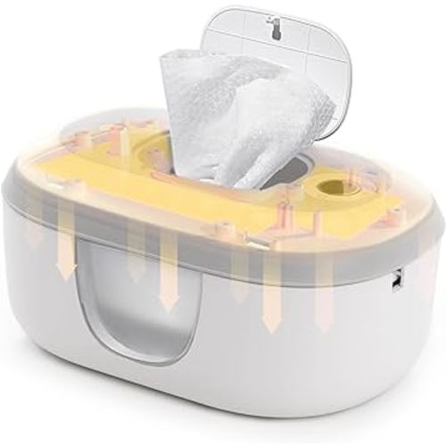 Babelio Baby Wipe Warmer with Night Light, Wet Wipes Dispenser for Baby Wipes with Temperature Display and Large Capacity