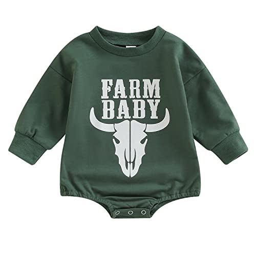 Western Baby Boy Clothes Cow Print Onesie Cowboy Crewneck Sweatshirt Oversized Tops Romper Winter Newborn Outfit