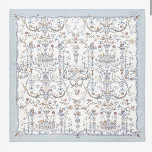 Atelier Choux Paris - Blue Toile De Jouy Cotton Swaddle (95cm) | Childrensalon