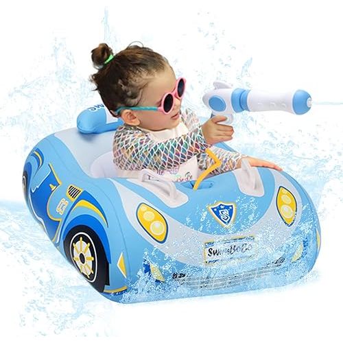 Baby Pool Float 3D Car Baby Floaties for Toddlers 12-48 Months Heavy Duty Infant Swim Float Toddlers Pool Floats Kids Swim Floaties Swimming Pool Floats for 1-4 Years Toddler Floaties for Boys & Girls