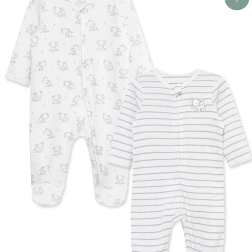 0-3 Months 2-Way-Zip Footies (2-Pack)