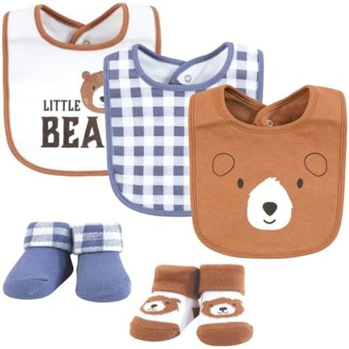 Hudson Baby Unisex BabyCotton Bib and Sock Set