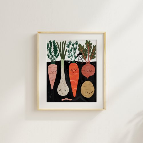 Roots of Wonder - Children's Illustration with Enormous Root Vegetables, Creative Nature Art for Kids