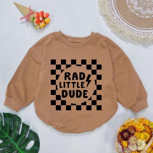 Rad Little Dude Baby Romper Sweatshirt, Boy 1st birthday, One happy dude birthday, Baby Boy clothes, Cool Little Dude, Bubble Romper