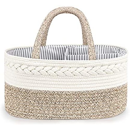 Maliton Baby Diaper Caddy Organizer, Stylish Cotton Rope Baby Basket Nursery Storage Organizer for Changing Table, Extra Large Diaper Caddy for Baby Stuff, Baby Registry Must Haves