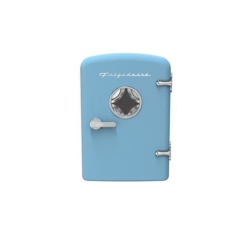 Frigidaire Retro 9-Can Mini Personal Fridge Portable Cooler for Car, Office, Bedroom, Dorm Room, or Cabin, 11.8" D x 7.1" W x 10.1" H, BLUE