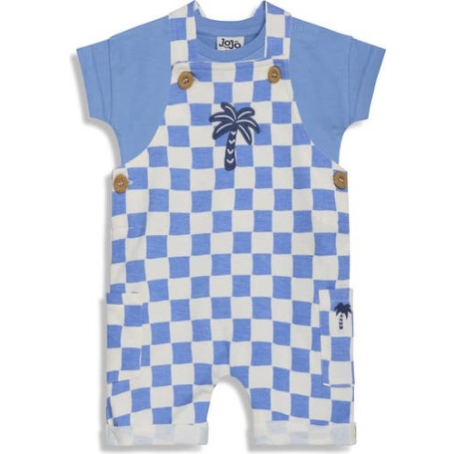 Checkerboard Cotton Shirt & Overalls Set, 6-12M