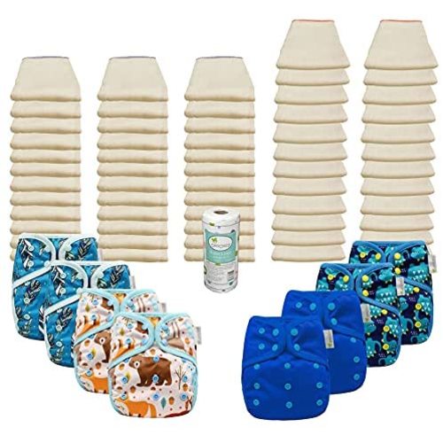 OsoCozy Basic Prefold Package - Better Fit - Feathers/Critters/Dragon/Blueberry