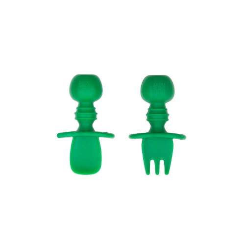 Chewtensils Silicone Baby Spoon and Fork Set – Jade | Bumkins Baby