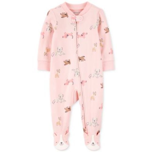 Baby Girls Cotton Dog-Print Sleep & Play Pajamas
