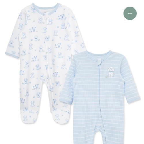 Peppy Puppies 2-Way-Zip Footies (2-Pack)