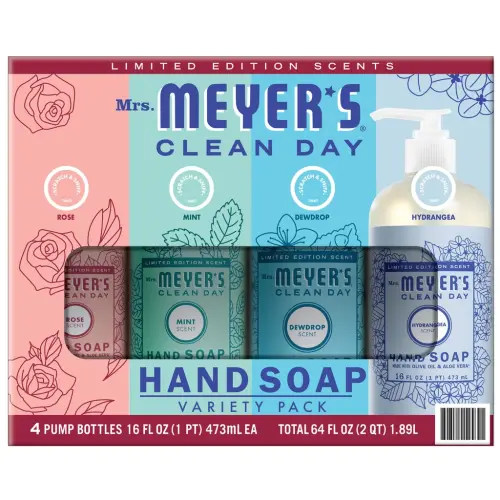 Mrs. Meyer's Hand Soap Clean Day Assortment, 16 fl oz, 4-pack
