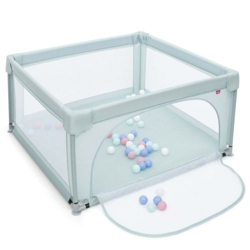 Costway Baby Playpen Infant Large Safety Play Center Yard w/ 50 Ocean Balls, Color: Blue