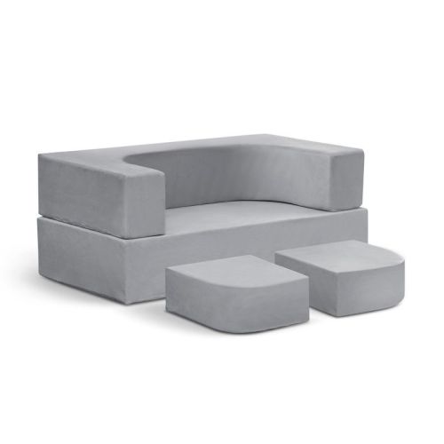 SEVOBAL Baby Activity Gyms Modular Kids Sofa Bed Convertible Play Couch for Toddler Playroom, Grey, 40"*20"*16"