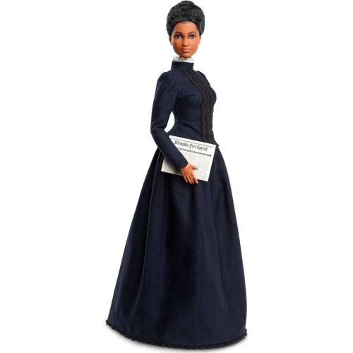 Barbie Inspiring Women Doll, Ida B. Wells Collectible with Blue Dress & Newspaper
