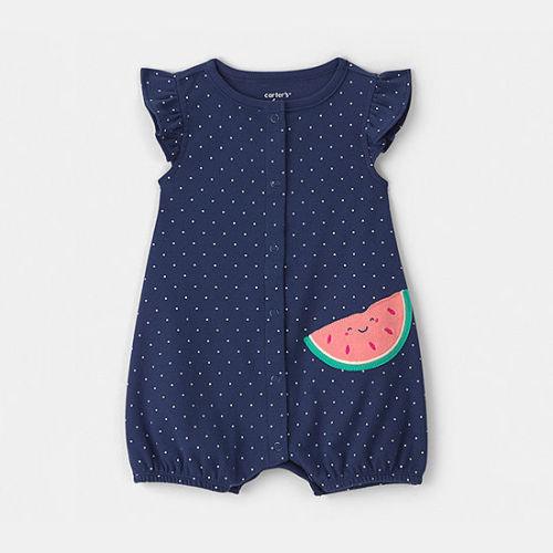 Carter's Baby Girls Short Sleeve Dots Romper, Color: Navy - JCPenney