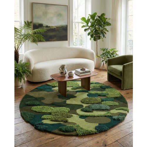 Green 5' 1 x 5' 1 Moss Garden Round Rug | Rugs.com