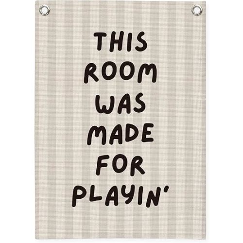 Playroom Decor Wall Banner,This Room Was Made For Playin,Playroom Sign Wall Hanging Banner Flag for Nursery,Playroom,Classroom, 18x25 Inch