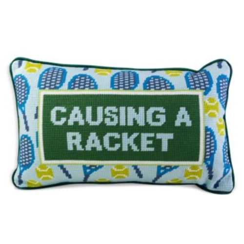 Causing A Racket Needlepoint Decorative Pillow