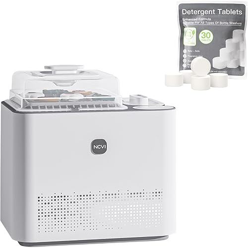 NCVI Baby Bottle Washer Sterilizer and Dryer Holds 6 Bottles & Pump Parts, Hospital-Grade Steam Sanitizer for Newborn & Multiple Feedings, Large Clean Machine for Busy Moms, Fast 19/49min Wash Cycles