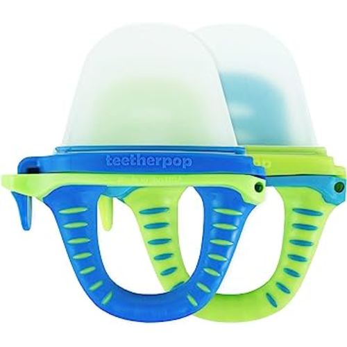 teetherpop No Mess Frozen Baby Teethers, Fill w/Breastmilk, Purees, Smoothies, Juice, USA Made, Medical Grade Materials, Soothie Pacifier, Baby Fruit Feeder, Teething Toys for Teething Relief