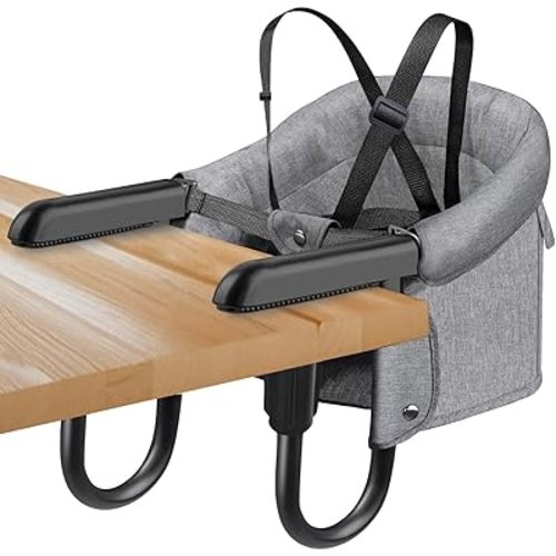 Hook On Chair,Folding Fast Table Chair with Storage Bag,Clip On Portable Highchair for Baby Attaches to Table,Baby Toddler Feeding Seat,Washable&for Home and Travel,with 5 Point Safety Harness.