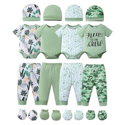 NZRVAWS Newborn Baby Boy Girl Clothes Unisex Preemie Infant Must Have Pants Set Outfits 0-18 Months 20 Pcs Essentials Gift