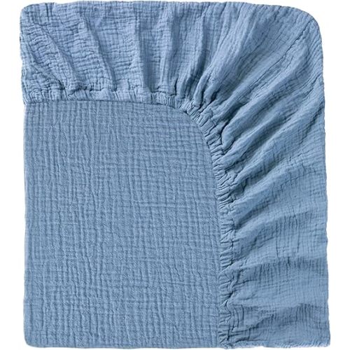 Muslin Crib Sheet 27x50inch – 100% Cotton Baby Fitted Sheet for Boys & Girls, Ultra Soft & Breathable, Snug Fit with 360° Elastic, Fits Crib Mattress Up to 28" x 52" & Toddler Beds.
