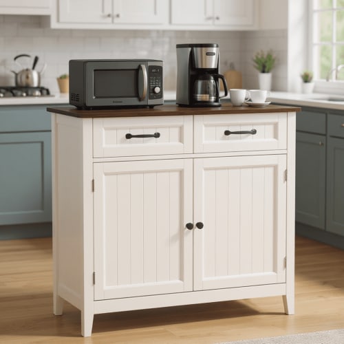 Asofer Buffet Cabinet, Sideboard Buffet Cabinet with Storage, Kitchen Cabinet with 2 Drawers and 2 Doors, for Kitchen, Dining Room, Retro