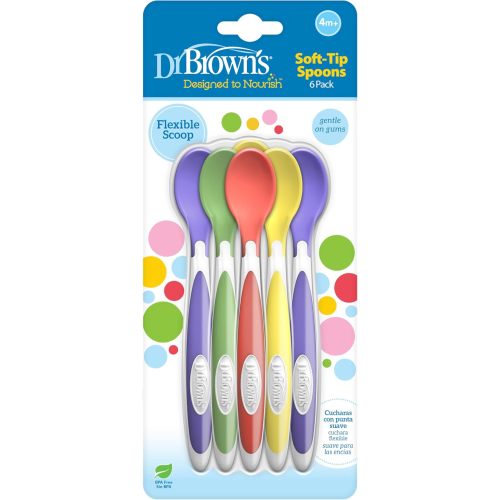 Dr. Brown's Soft-Tip Toddler Feeding Spoons, 6 Pack, Multi