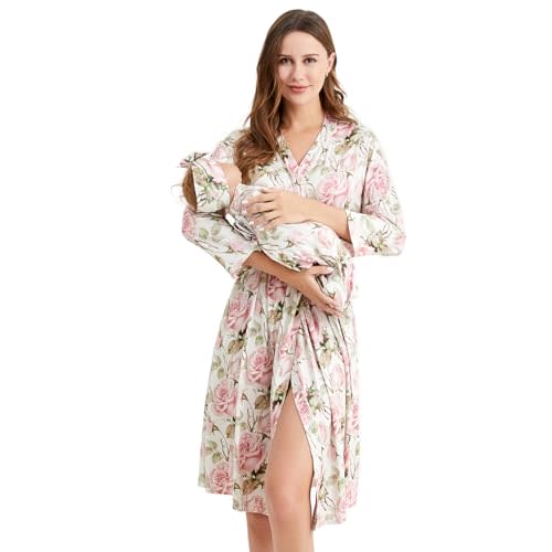 Galabloomer Maternity Robe and Receiving Blanket, Matching Mommy Labor Robe | maternity robe and swaddle set ,mommy and me, maternity robe for hospital, mommy and me hospital outfits