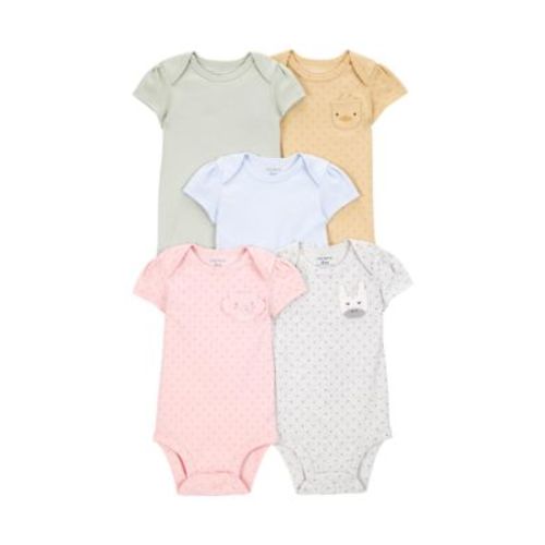 Baby Girls Short Sleeve Bodysuits - 5 Pack