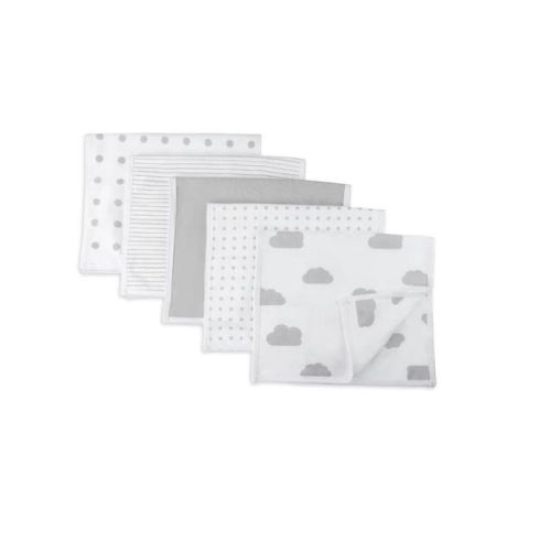 Ely's & Co. Baby Burp Cloths Waterproof Reversible Jersey Cotton 5 Piece Set