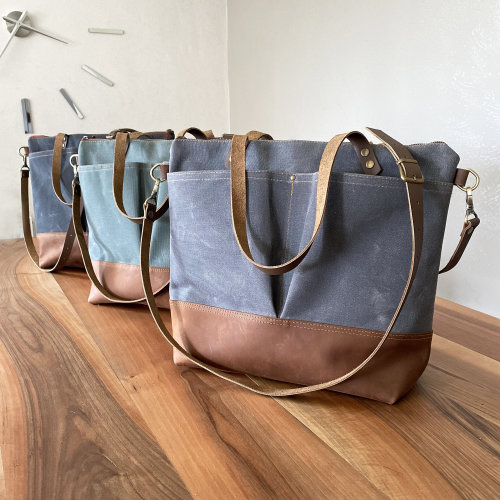 Convertible Diaper Backpack in Leather and Waxed Canvas / Custom Large Tote Bag / Personalized Handmade Crossbody Work Bag Free Monogramed