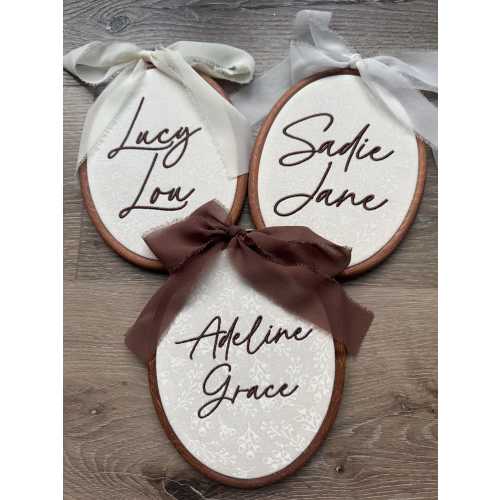 Personalized Baby Name Announcement Sign - Embroidered Newborn Announcement