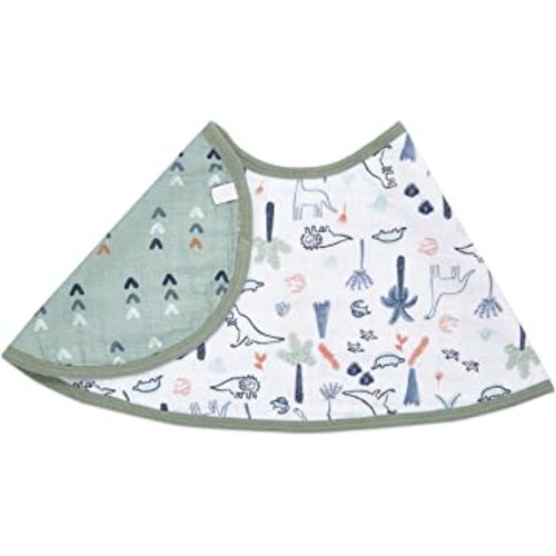 aden + anais Burpy Baby Bib, 100% Cotton Muslin, Soft Absorbent 4 Layers, Multi-Use Burp Cloth and Bib, 22.5” X 11”, Single, Dino Time