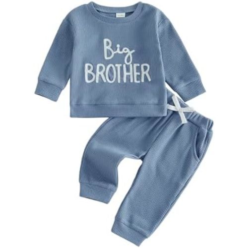 Ayalinggo Big Brother Little Brother Matching Outfits Short Sleeve Waffle T-shirt Top Shorts Set Big Lil Bro Sibling Clothes