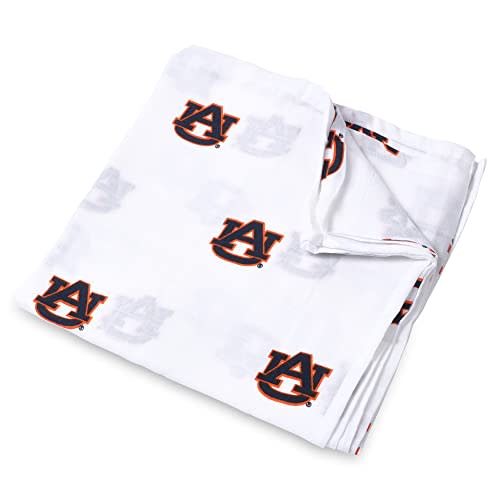 Three Little Anchors Auburn University Tigers Muslin Swaddle Blanket – Officially Licensed Ultra-Soft 47” x 47” Cotton Muslin Baby Swaddle | Breathable Newborn Blanket | Auburn Infant Gift