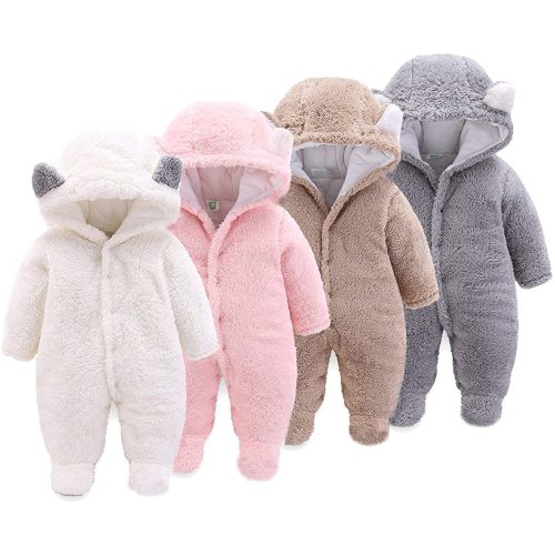 Onancehim Newborn Baby Cartoon Bear Toddler Snowsuit,Fleece Cute Gender Neutral Baby Winter Clothes