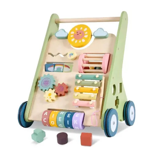 Wooden Baby Push Walker Montessori Toy With Wheels for Babies 6-12 Months, Safe Push Walker Gift for 1 Year Old Boys Girls | SeasonsCamping