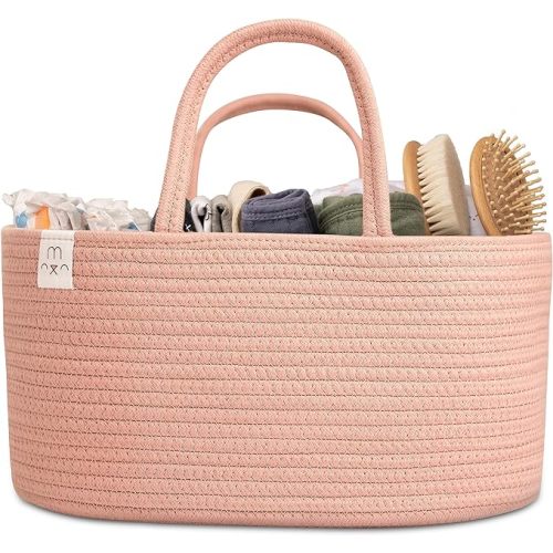 Natemia Baby Diaper Caddy Organizer - Baby Shower Basket for Gifts - Nursery Storage for Diapers, Wipes, Breast Pump - Portable Organizer and Gift Bag - Newborn Essentials