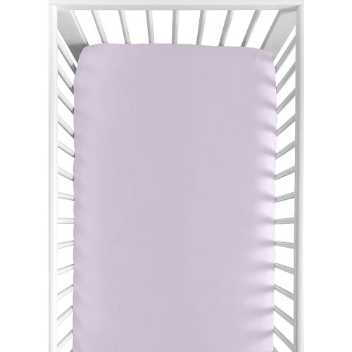 Sweet Jojo Designs Solid Lavender Purple Girl Baby Fitted Crib Sheet Infant Newborn Nursery Toddler Bed Room Standard Mattress Violet for Boho Shabby Chic Floral Bohemian Watercolor Peony Collection