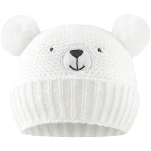 JANGANNSA Cute Bear Baby Beanie Pompom Baby Boy Hat Winter Knit Beanie Girl