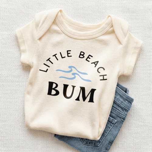 Little Beach Bum Onesie® - Retro Summer Bodysuit - Summer Vacation Natural Baby Onesie®