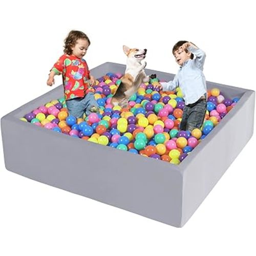 Foam Ball Pit for Toddlers - CALEPTONG 47.2" x 47.2" x 13.8" Large Square Ball Pits for Kids, Soft Baby Playpen Ball Pool Without Balls for Children, Gifts for Boys Girls Indoor Outdoor Game