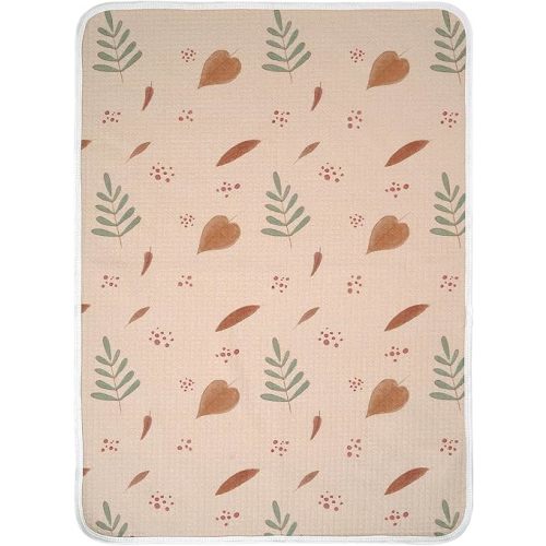 haakaa Waterproof Changing Pad Liners, 100% Cotton, Soft & Breathable (1pc, 19.5" x 27.5" Love Leaves)