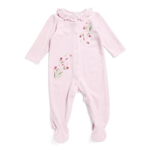 Newborn Girls Leafy Floral Velour Footie | Kids & Baby | TJ Maxx