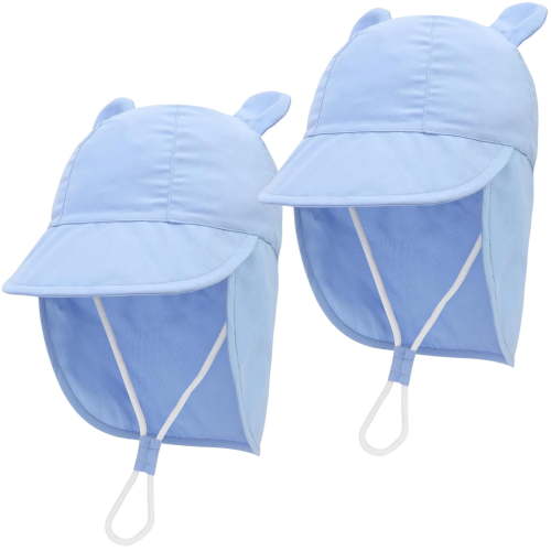 2 Pack Toddler Baby Sun Hat Kids UPF 50+ Adjustable Summer Beach Hats with Neck Flap for Boys Girls Age 6-12 Months/2-4 Years
